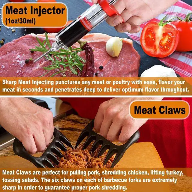 Alt view image 3 of 5 - 26Pcs BBQ Grill Accessories Set with Aluminum Storage Case, Stainless Steel Grilling Utensils with Meat Claws Injector Thermometer for Camping Outdoor Barbecue