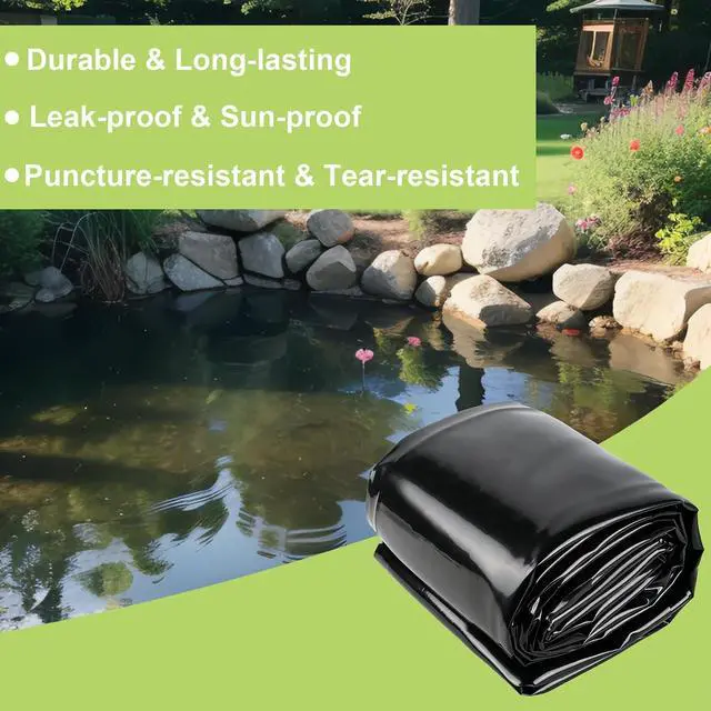 Alt view image 2 of 7 - 15 x 25 FT HDPE Pond Liner, 20 Mil Thick Waterproof Flexible Pond Sheet for Outdoor Fish Koi Ponds, Garden Water Fountains and Waterfall Construction