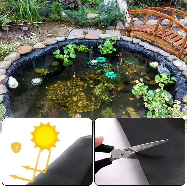 Alt view image 5 of 7 - 15 x 25 FT HDPE Pond Liner, 20 Mil Thick Waterproof Flexible Pond Sheet for Outdoor Fish Koi Ponds, Garden Water Fountains and Waterfall Construction