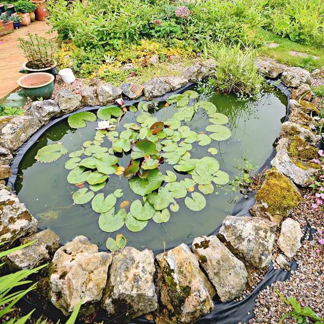 Alt view image 6 of 7 - 15 x 25 FT HDPE Pond Liner, 20 Mil Thick Waterproof Flexible Pond Sheet for Outdoor Fish Koi Ponds, Garden Water Fountains and Waterfall Construction