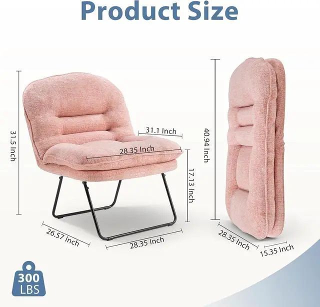 Alt view image 3 of 7 - Foldable Padded Saucer Chair with Back Support, Comfy Floor Chair for Bedroom, Dorm & Gaming, Space-Saving, Hot Pink