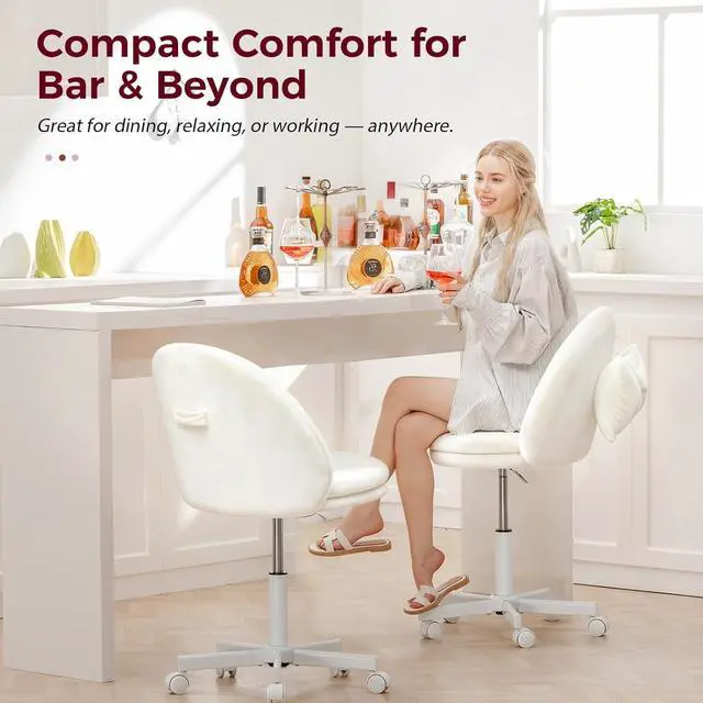 Alt view image 5 of 7 - Adjustable Height Velvet Vanity Chair, Cute Armless Candy Chair with Back, for Living Room, Makeup Room, Bedroom, Kitchen