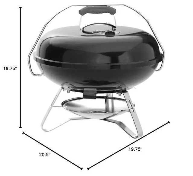 Alt view image 3 of 3 - 18-Inch Portable Charcoal Kettle Grill, Lightweight BBQ Grill with Tuck-N-Carry Lid Lock for Camping Tailgating and Outdoor Cooking
