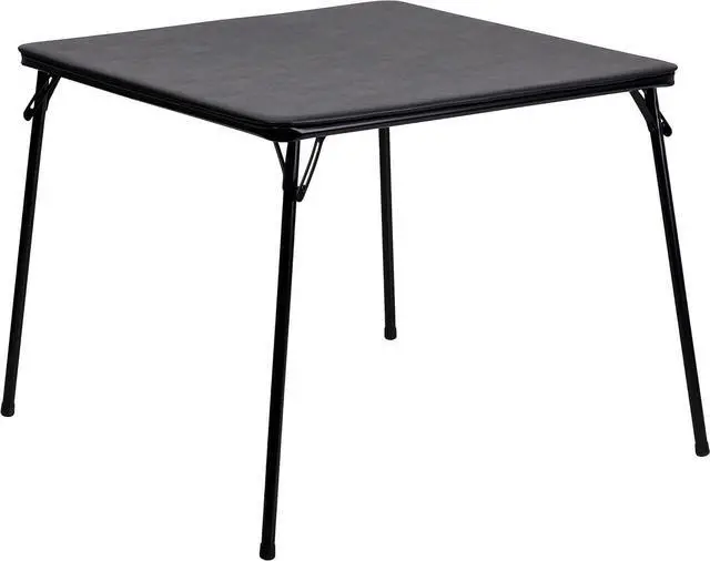 Main image of 33.5" Square Folding Multipurpose Card Table, Padded Vinyl Top, Portable 4-Player Game Table, Black, No Assembly
