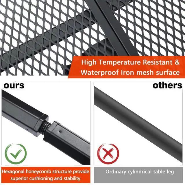 Alt view image 4 of 7 - Folding Grill Table 3x2 FT Portable Camping Table, Height Adjustable Metal Table with Mesh Desktop and Storage Bag for Outdoor Picnic Beach BBQ