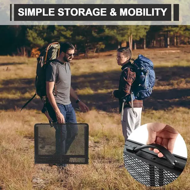 Alt view image 4 of 7 - Folding Grill 3x2 FT Portable Camping Table, Lightweight Height Adjustable Metal Table with Mesh Desktop and Storage Bag for Outdoor BBQ Beach Party