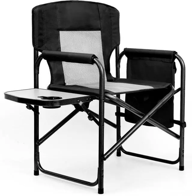 Main image of Heavy Duty Folding Camping Chair for Adults, 600D Oxford Fabric Foldable Director Chair with Steel Frame, Detachable Side Pocket and Side Table, Supports Up to 450LBS for Outdoor Camping Patio Sports