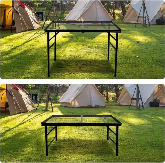 Alt view image 6 of 6 - 3x2 FT Folding Grill Camping Table, Lightweight Height Adjustable Metal Portable Table for Outdoor BBQ Picnic Beach and Camping