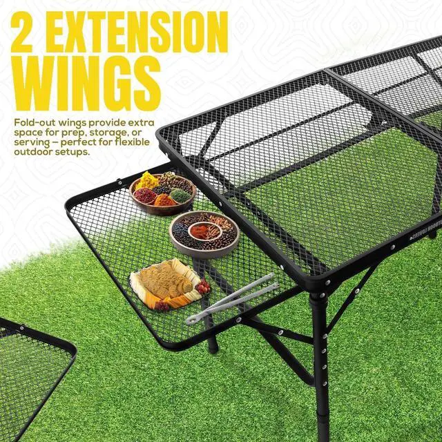 Alt view image 6 of 7 - Portable Folding Grill Table with Extension Boards, Supports Up to 88 lbs, Lightweight Camping Table for Outdoor BBQ, Beach and RV