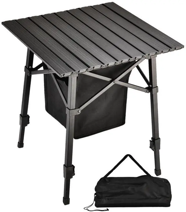 Main image of Aluminum Compact Folding Camping Side Table, Portable Outdoor Small Table with Carry Bag and Storage for Beach Picnic Hiking Fishing Grill Use