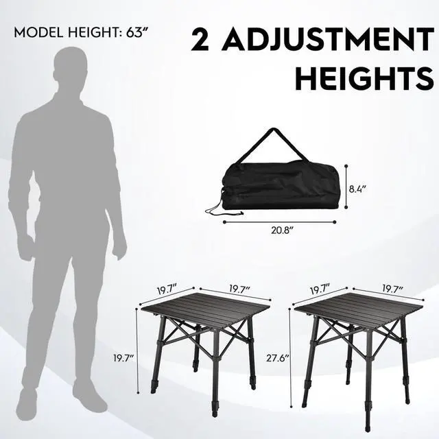 Alt view image 2 of 7 - Aluminum Compact Folding Camping Side Table, Portable Outdoor Small Table with Carry Bag and Storage for Beach Picnic Hiking Fishing Grill Use