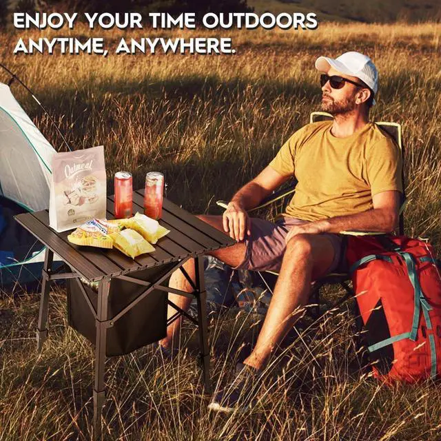 Alt view image 3 of 7 - Aluminum Compact Folding Camping Side Table, Portable Outdoor Small Table with Carry Bag and Storage for Beach Picnic Hiking Fishing Grill Use
