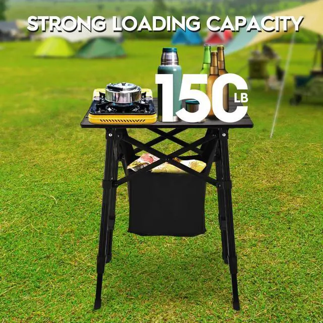 Alt view image 6 of 7 - Aluminum Compact Folding Camping Side Table, Portable Outdoor Small Table with Carry Bag and Storage for Beach Picnic Hiking Fishing Grill Use