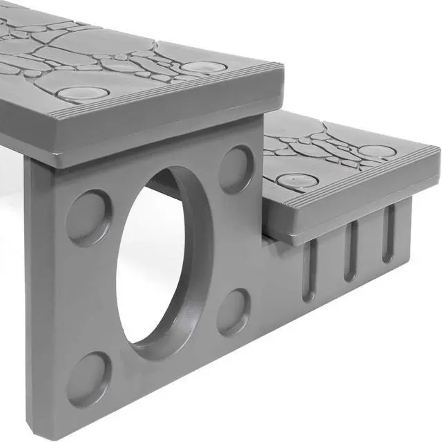 Alt view image 5 of 7 - 2-Step Spa & Hot Tub Deck Steps, Non-Slip Polyethylene, Universal for Straight/Curved Spas, Pool Bathtub Side Steps, Gray