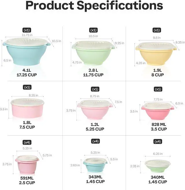 Alt view image 4 of 7 - 36-Piece Food Storage Containers Set with 18 Containers and 18 Lids, BPA-Free Press-Seal Plastic Storage Bowls, Stackable Space Saving Reusable Food Organizer for Meal Prep and Kitchen Organization