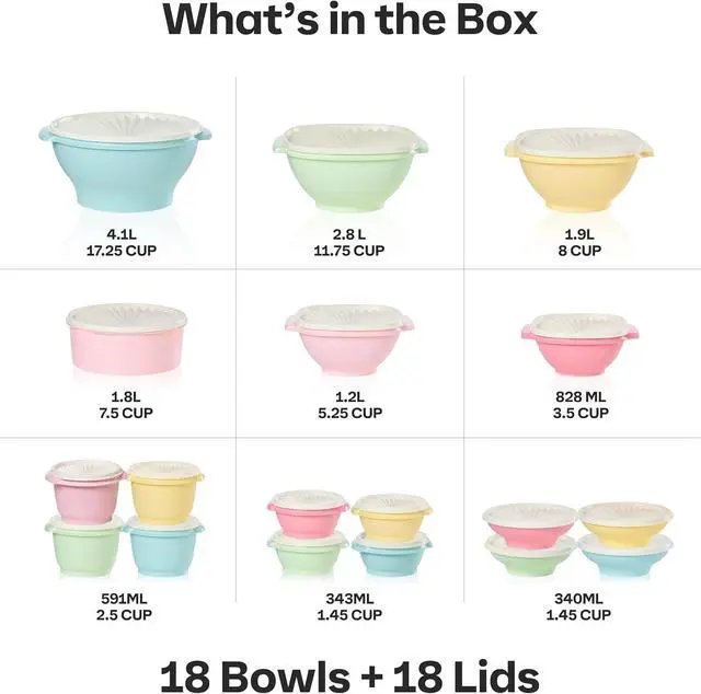 Alt view image 2 of 7 - 36-Piece Food Storage Containers Set with 18 Containers and 18 Lids, BPA-Free Press-Seal Plastic Storage Bowls, Stackable Space Saving Reusable Food Organizer for Meal Prep and Kitchen Organization