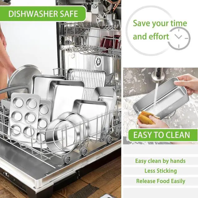 Alt view image 6 of 7 - 11-Piece Stainless Steel Bakeware Set with Baking Sheets, Racks, Lids and Assorted Pans, Oven Dishwasher and Freezer Safe for Home Baking