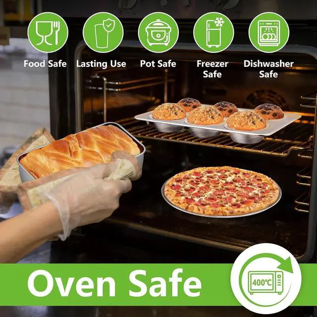 Alt view image 7 of 7 - 11-Piece Stainless Steel Bakeware Set with Baking Sheets, Racks, Lids and Assorted Pans, Oven Dishwasher and Freezer Safe for Home Baking