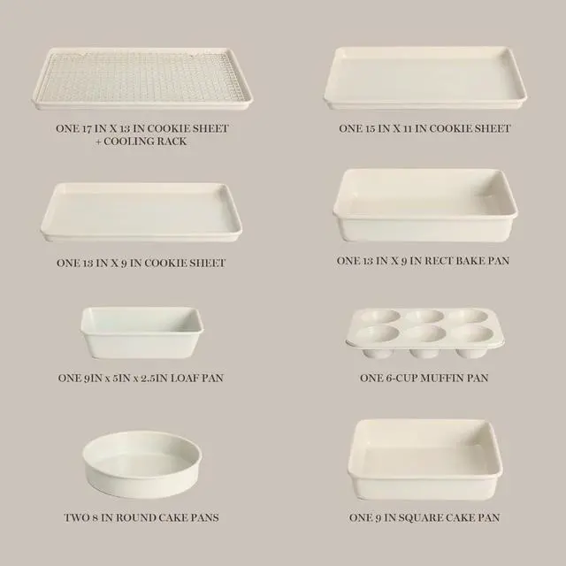 Alt view image 3 of 7 - 10 Piece Ceramic Nonstick Bakeware Set, PFA Free Non Toxic Carbon Steel Baking Pans, Oven Safe Up to 450°F for Home Baking and Roasting