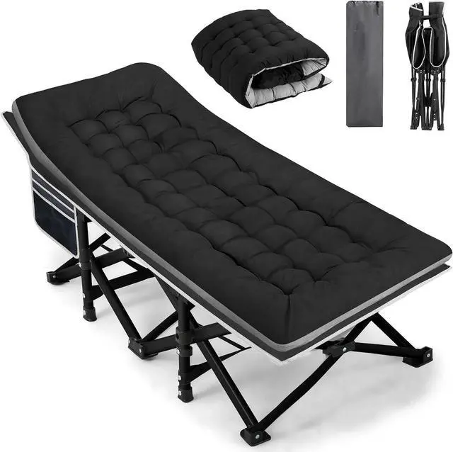 Main image of 28 Inch Extra Wide Folding Sleeping Cot for Adults Heavy Duty 600 LBS Capacity with Detachable Thick Mattress Portable Rest Bed for Camping Office Indoor Use Black