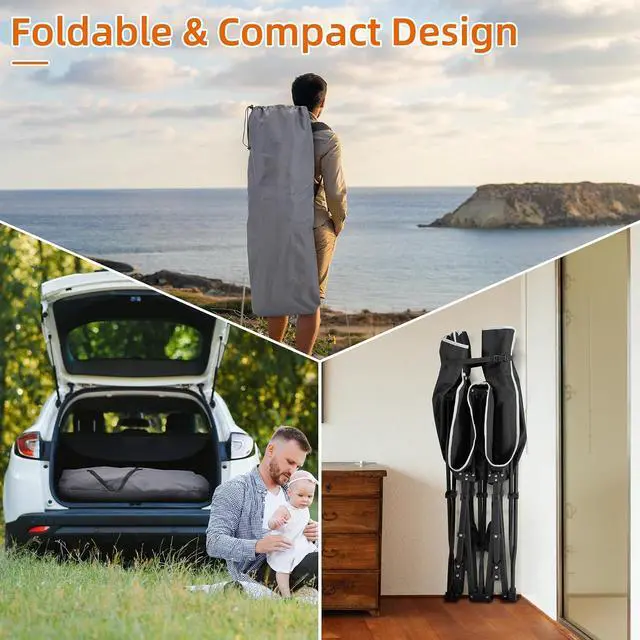 Alt view image 7 of 7 - 28 Inch Extra Wide Folding Sleeping Cot for Adults Heavy Duty 600 LBS Capacity with Detachable Thick Mattress Portable Rest Bed for Camping Office Indoor Use Black
