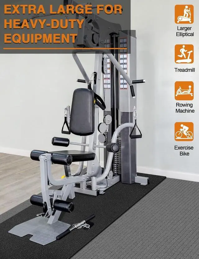 Alt view image 4 of 7 - 96"x36" Treadmill Mat 6mm Thick Heavy Duty Exercise Equipment Mat for Walking Pad Rowing Machine Spin Bike Elliptical Home Gym Flooring Protection