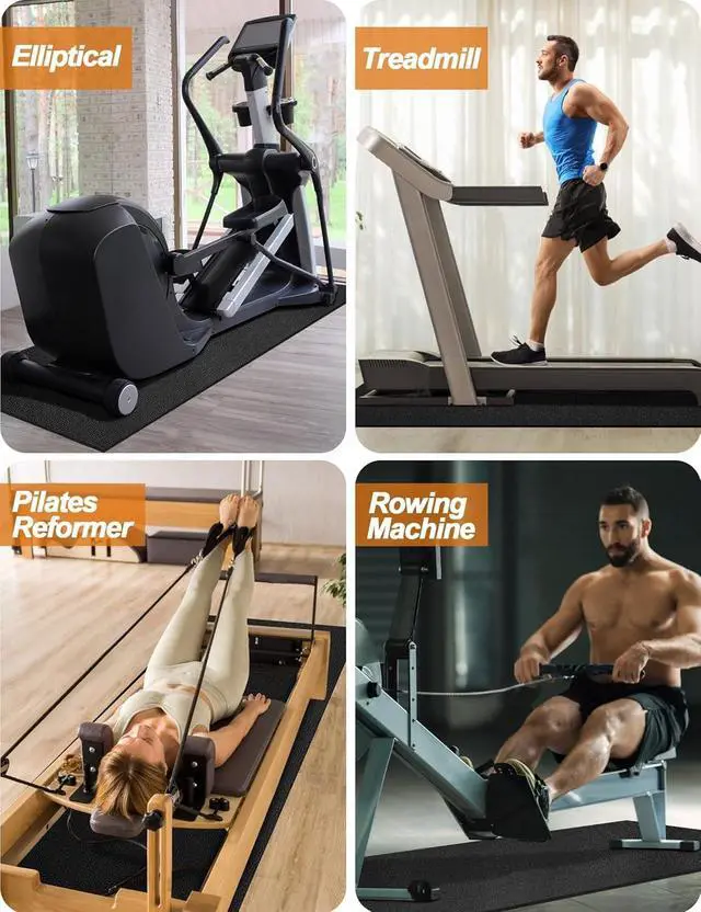 Alt view image 7 of 7 - 96"x36" Treadmill Mat 6mm Thick Heavy Duty Exercise Equipment Mat for Walking Pad Rowing Machine Spin Bike Elliptical Home Gym Flooring Protection