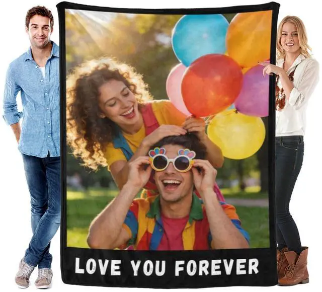 Main image of YangJT Custom Photo Flannel Fleece Blanket, Personalized Soft Throw Blanket for Couch, Ideal Gift for Birthday Valentine's Day Mother's Day - Perfect for Family Friends Lover (60 x 80 in)