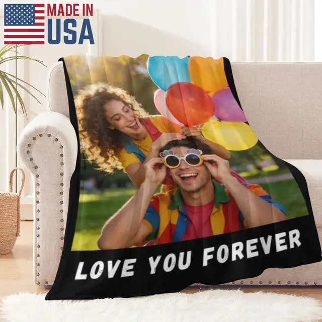 Alt view image 2 of 6 - YangJT Custom Photo Flannel Fleece Blanket, Personalized Soft Throw Blanket for Couch, Ideal Gift for Birthday Valentine's Day Mother's Day - Perfect for Family Friends Lover (60 x 80 in)