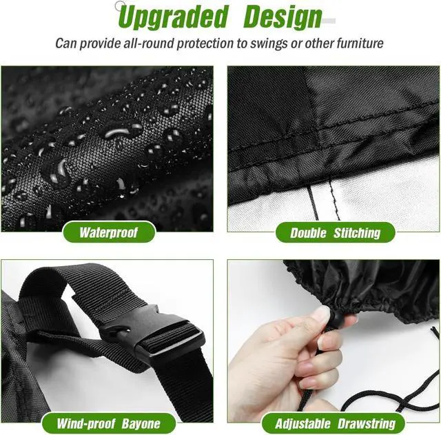 Alt view image 3 of 7 - 118"L x78"W x78"H Outdoor Swing Cover, Waterproof Heavy-Duty Patio Cover for A-Frame Swing Set, Porch Glider, Hammock & Swing Stand