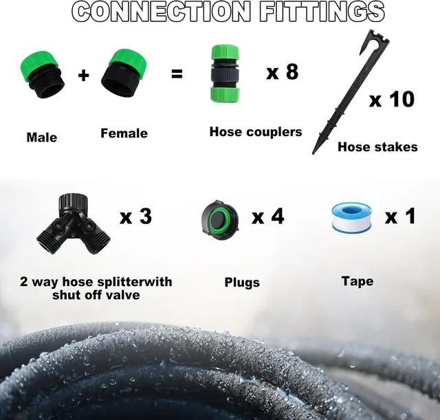 Alt view image 4 of 7 - 1/2 Inch x 75ft Customizable Soaker Hose System with 50ft Garden Hose, Irrigation Weeping Hose with Reinforced Fittings for Raised Garden Beds, Vegetables, Shrubs
