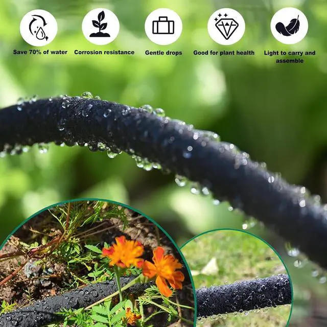 Alt view image 5 of 7 - 1/2 Inch x 75ft Customizable Soaker Hose System with 50ft Garden Hose, Irrigation Weeping Hose with Reinforced Fittings for Raised Garden Beds, Vegetables, Shrubs