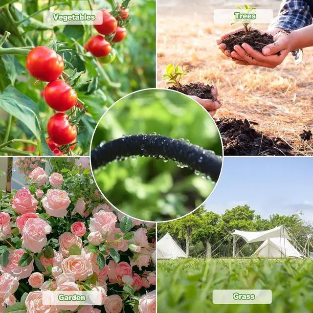 Alt view image 7 of 7 - 1/2 Inch x 75ft Customizable Soaker Hose System with 50ft Garden Hose, Irrigation Weeping Hose with Reinforced Fittings for Raised Garden Beds, Vegetables, Shrubs