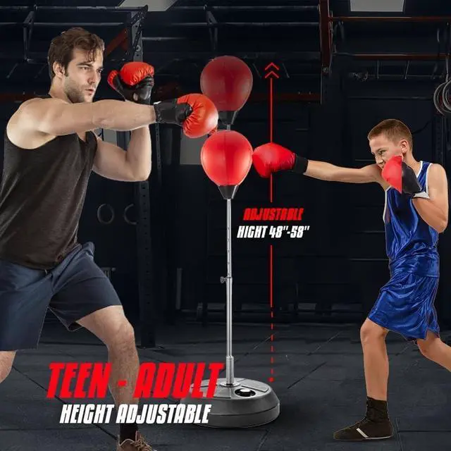 Alt view image 2 of 7 - Height Adjustable Freestanding Punching Bag with Stand, Speed Bag for Boxing Training, Stress Relief and Home Fitness for Teens and Adults