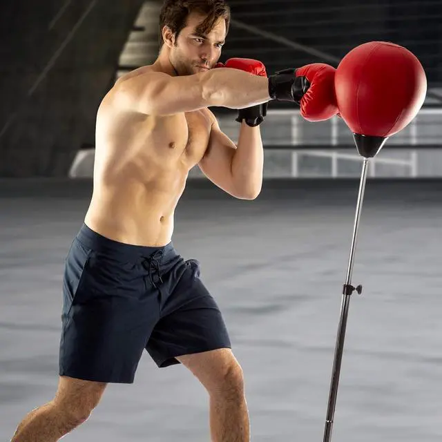 Alt view image 5 of 7 - Height Adjustable Freestanding Punching Bag with Stand, Speed Bag for Boxing Training, Stress Relief and Home Fitness for Teens and Adults