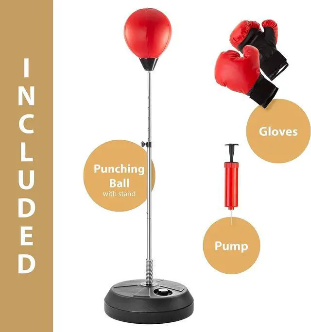Alt view image 6 of 7 - Height Adjustable Freestanding Punching Bag with Stand, Speed Bag for Boxing Training, Stress Relief and Home Fitness for Teens and Adults