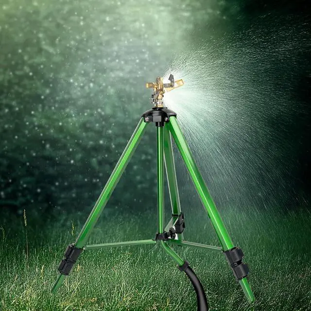 Alt view image 6 of 7 - 2 Pack 360 Degree Rotating Impact Sprinkler, Zinc Alloy Adjustable Tripod Lawn Sprinkler, 16-37 Inch Height Irrigation Sprinkler, 20-35FT Spray Range with 3/4 Inch Hose Connector