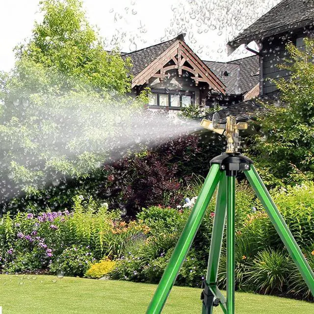 Alt view image 7 of 7 - 2 Pack 360 Degree Rotating Impact Sprinkler, Zinc Alloy Adjustable Tripod Lawn Sprinkler, 16-37 Inch Height Irrigation Sprinkler, 20-35FT Spray Range with 3/4 Inch Hose Connector