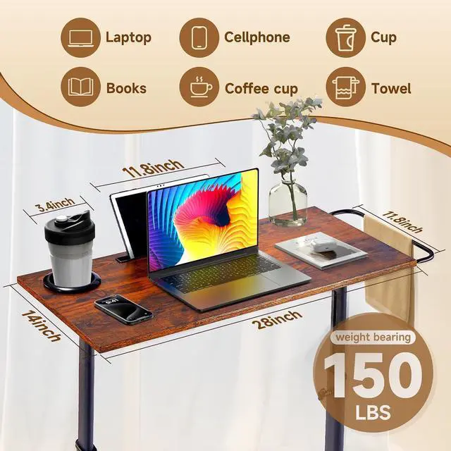 Alt view image 2 of 7 - Adjustable Height Standing Desk for Walking Pad and Stationary Bike, Multi Purpose Fitness Attachment Table for Indoor Treadmill Cycling Trainer Workstation