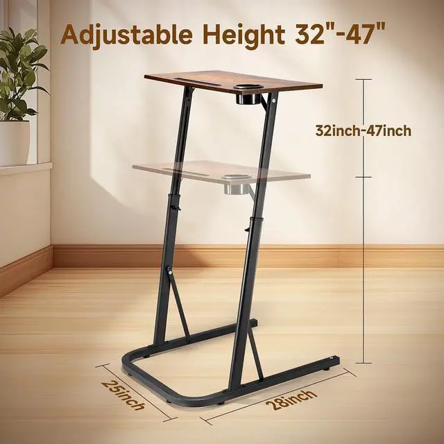 Alt view image 3 of 7 - Adjustable Height Standing Desk for Walking Pad and Stationary Bike, Multi Purpose Fitness Attachment Table for Indoor Treadmill Cycling Trainer Workstation