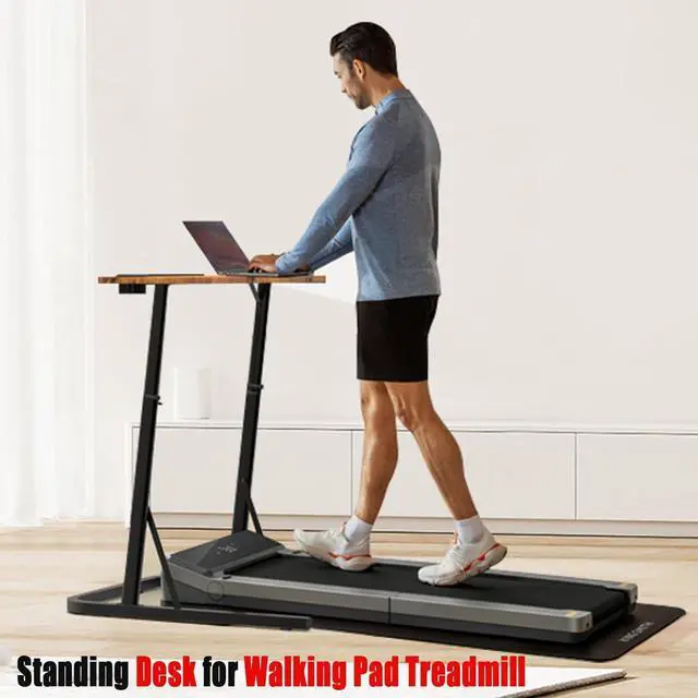 Alt view image 6 of 7 - Adjustable Height Standing Desk for Walking Pad and Stationary Bike, Multi Purpose Fitness Attachment Table for Indoor Treadmill Cycling Trainer Workstation