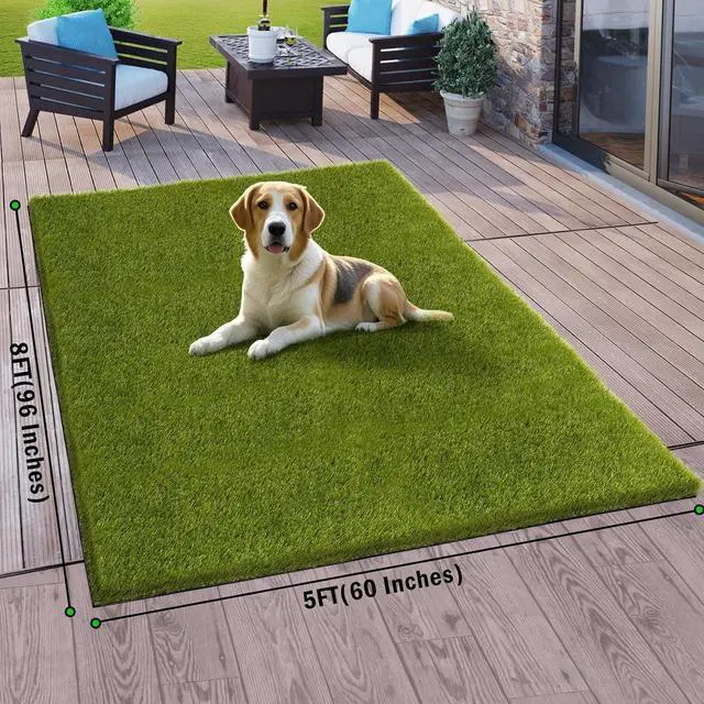 Alt view image 2 of 7 - 5x8 Ft Realistic Artificial Grass Rug, Outdoor Fake Turf Grass for Dogs, Indoor Outdoor Garden Lawn Landscape Patios Decoration