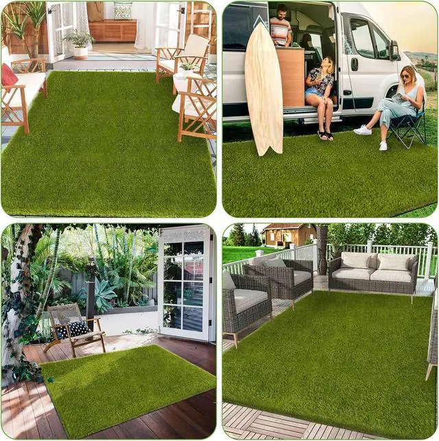 Alt view image 3 of 7 - 5x8 Ft Realistic Artificial Grass Rug, Outdoor Fake Turf Grass for Dogs, Indoor Outdoor Garden Lawn Landscape Patios Decoration