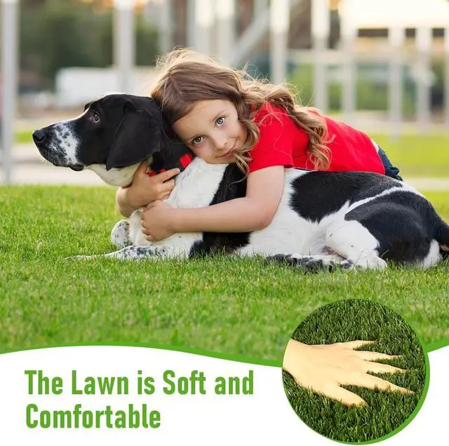 Alt view image 6 of 7 - 5x8 Ft Realistic Artificial Grass Rug, Outdoor Fake Turf Grass for Dogs, Indoor Outdoor Garden Lawn Landscape Patios Decoration