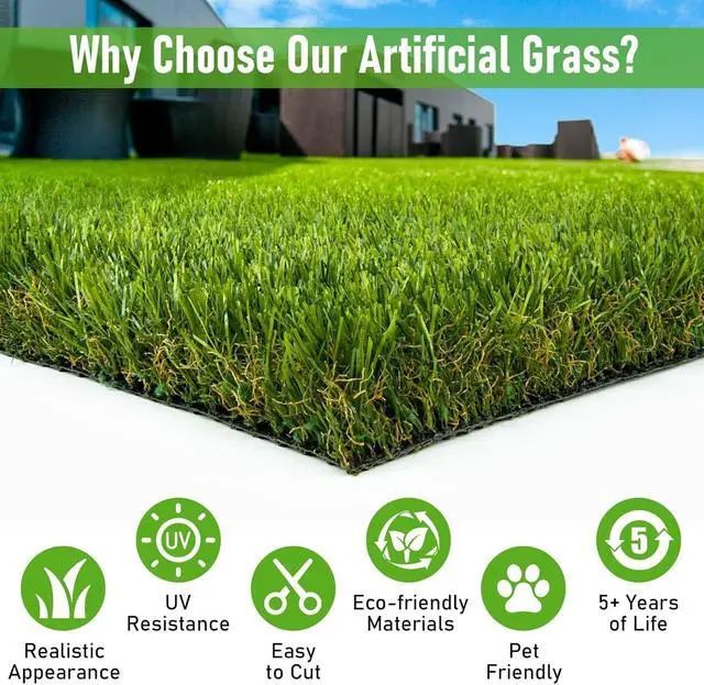 Alt view image 7 of 7 - 5x8 Ft Realistic Artificial Grass Rug, Outdoor Fake Turf Grass for Dogs, Indoor Outdoor Garden Lawn Landscape Patios Decoration
