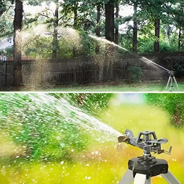 Alt view image 2 of 7 - Adjustable Tripod Impact Sprinkler, 360 Degree Large Coverage, Heavy Duty Zinc Head (36inch), 2Pcs, Sprays 20-90ft for Lawn Yard Grass