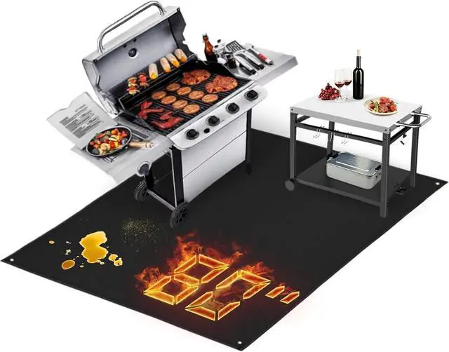 Main image of 80 x 48 Inch 1mm Large Grill Mat, 2000 Fireproof Heat Resistant BBQ Mat, Waterproof Oilproof Easy Clean Grilling Mat for Outdoor Deck Patio Pavers