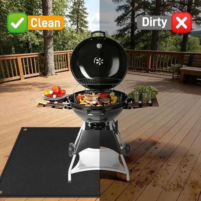 Alt view image 3 of 7 - 80 x 48 Inch 1mm Large Grill Mat, 2000 Fireproof Heat Resistant BBQ Mat, Waterproof Oilproof Easy Clean Grilling Mat for Outdoor Deck Patio Pavers