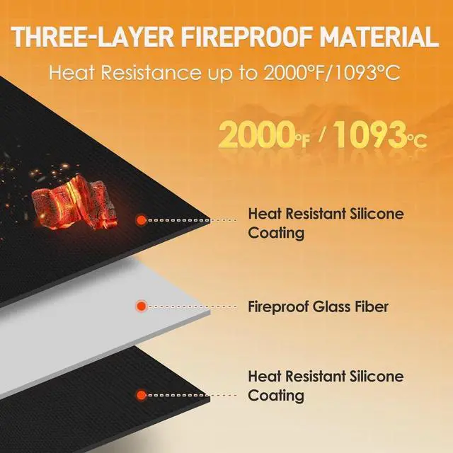 Alt view image 5 of 7 - 80 x 48 Inch 1mm Large Grill Mat, 2000 Fireproof Heat Resistant BBQ Mat, Waterproof Oilproof Easy Clean Grilling Mat for Outdoor Deck Patio Pavers
