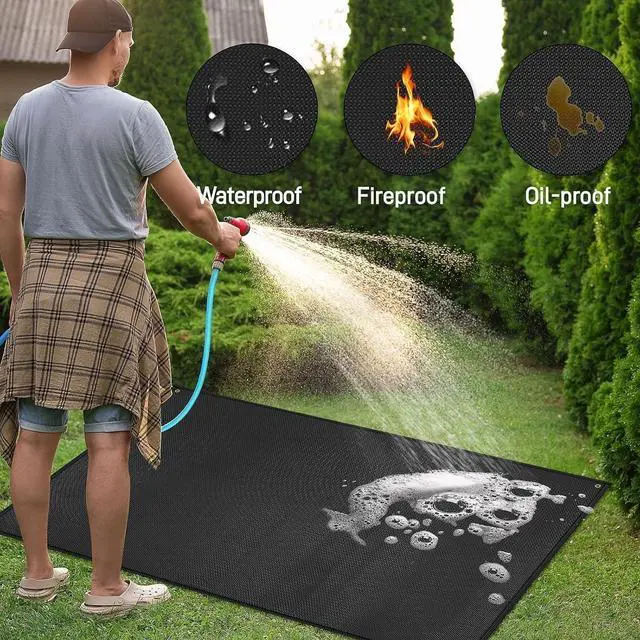 Alt view image 4 of 7 - 80 x 48 Inch 1mm Large Grill Mat, 2000 Fireproof Heat Resistant BBQ Mat, Waterproof Oilproof Easy Clean Grilling Mat for Outdoor Deck Patio Pavers